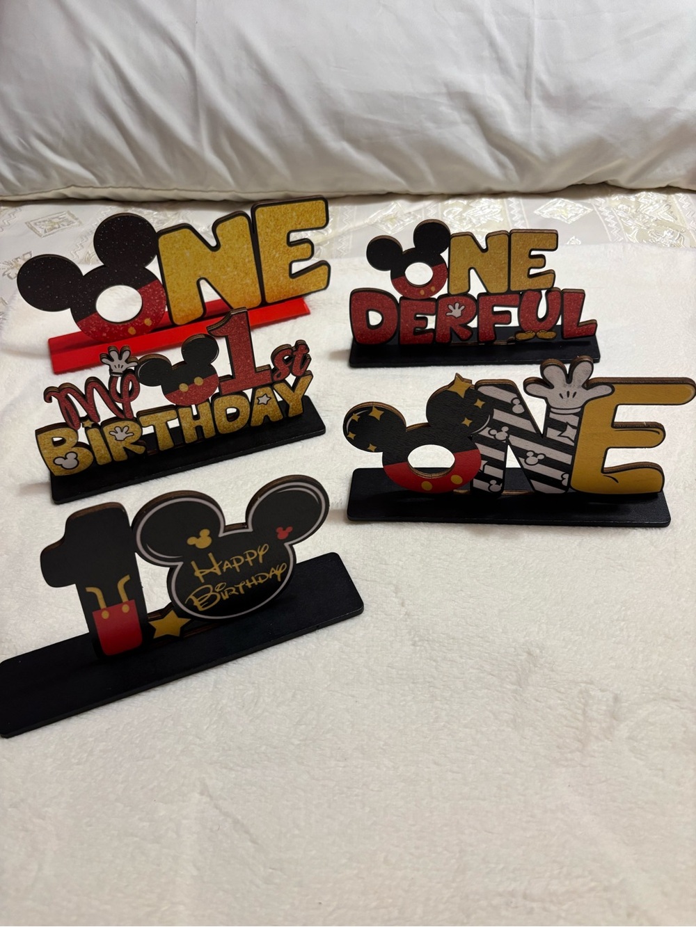 Mickey Mouse First Birthday Table Decoration Set - Gold & Red